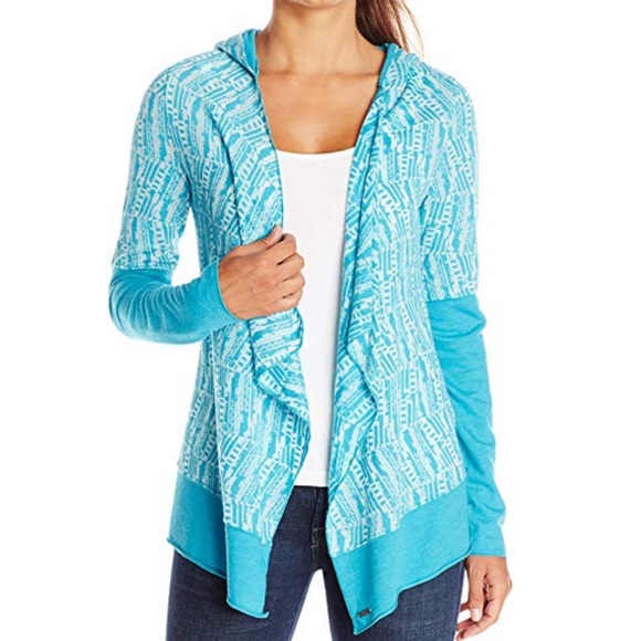 Prana Sweaters - NWT PRANA blue hoodie graceful wrap sweater Hood M